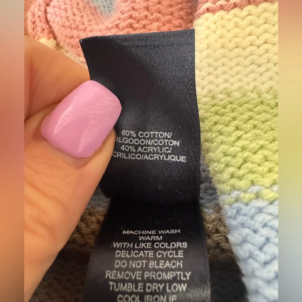 Crazy Horse Spring Shades Striped Knit Sweater,Hooded Zip Up, Cute Detail - Picture 10 of 11